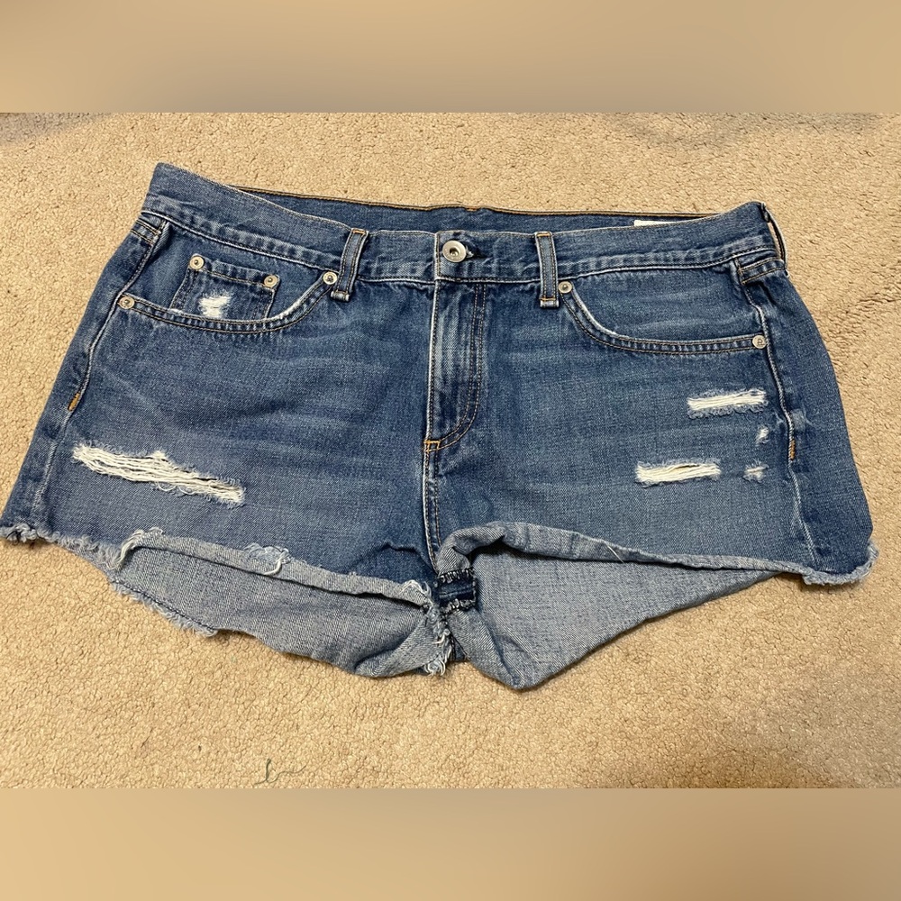 rag & bone Blue Distressed Jean Shorts Size 31